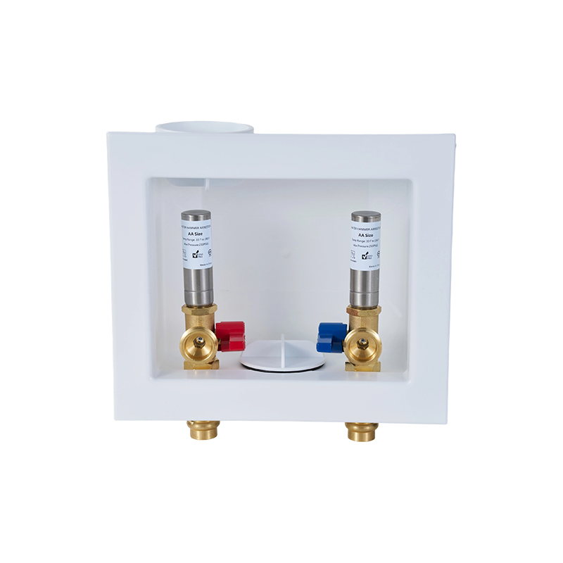 Caja de drenaje para lavadora con conexión a presión de 1/2' con protector de martillo de agua de acero inoxidable