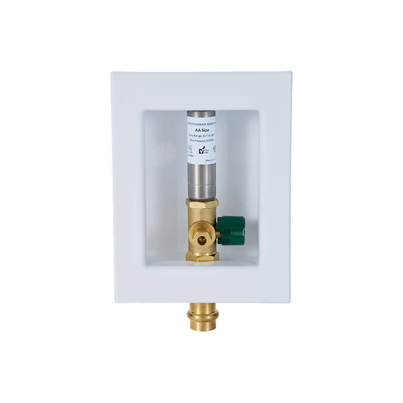 Caja de salida para máquina de hielo con conexión a presión de 1/2' con protector de martillo de agua de acero inoxidable